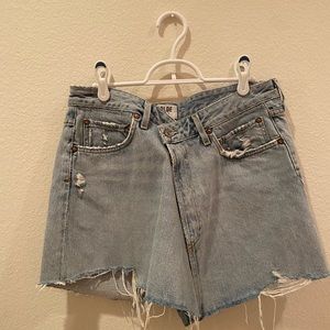 agolde criss cross denim skirt